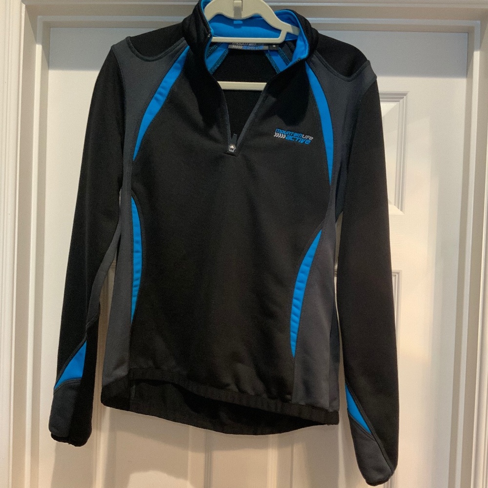 MOUNTAIN LIFE TOURS ACTIVE WOMENS 1/4 ZIP ATHLETIC SHIRT, BLACK BLUE GRA…